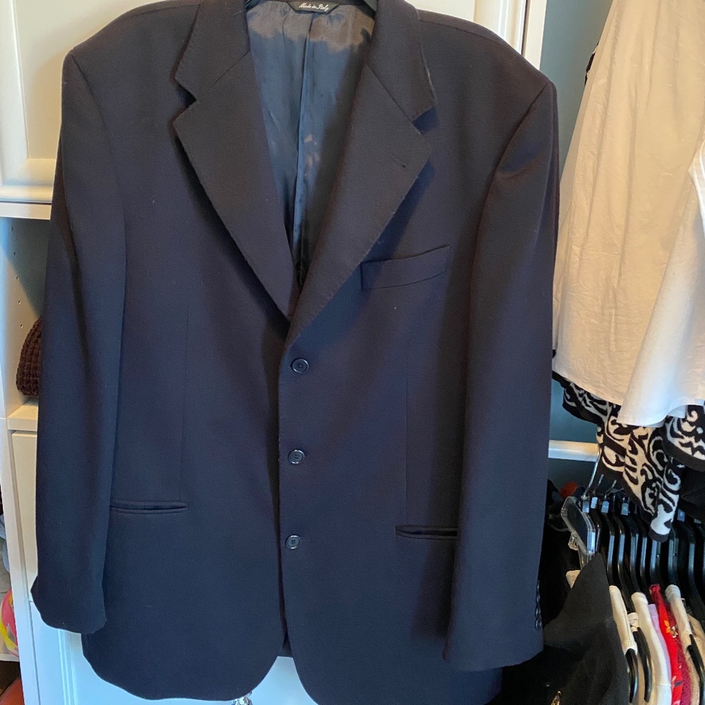 Hathaway platinum 100% pure cashmere sport coat navy Men's XL 42R